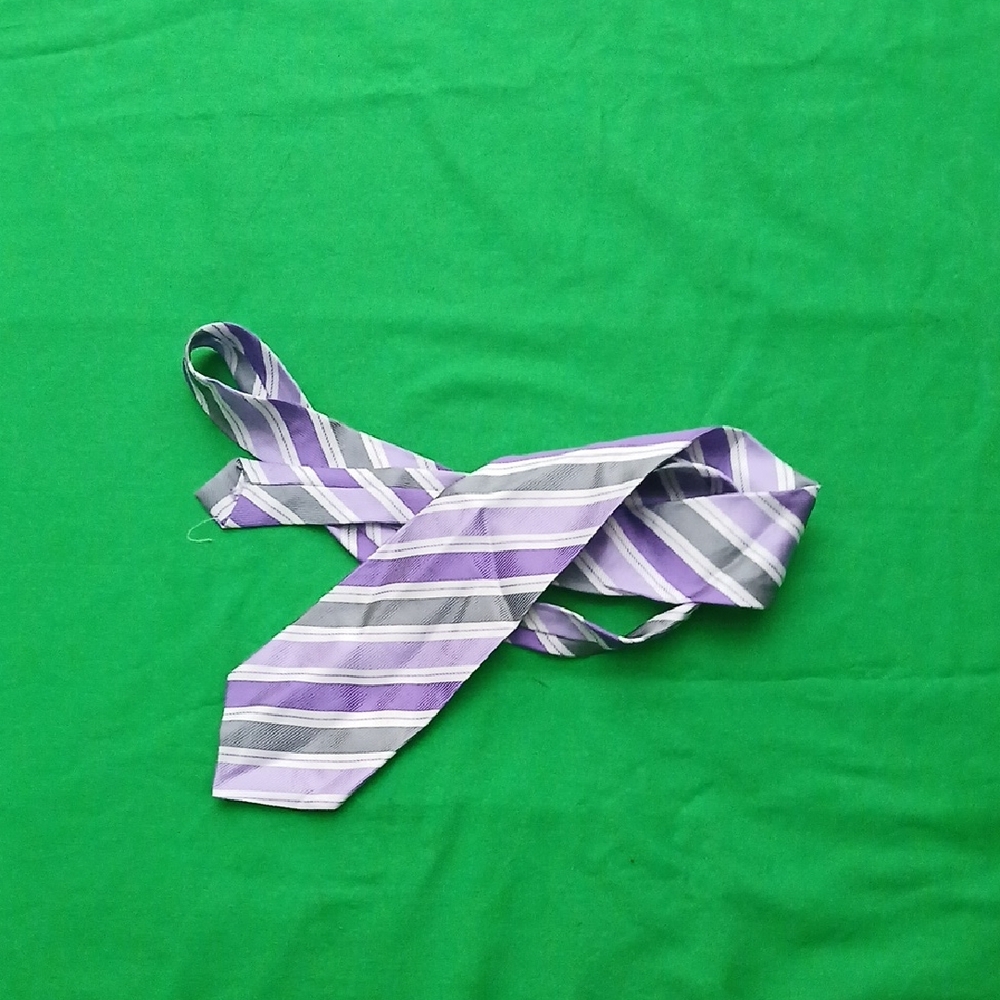 Purple and Gray Striped Men's Tie